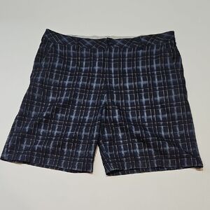 Reebok Navy Plaid Pattern Men's Golf Stripped Shorts